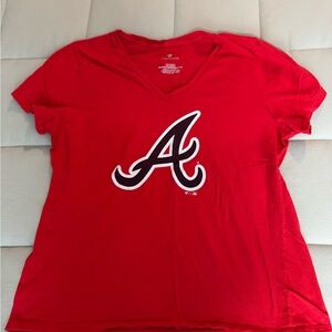 Fanatics Red V-Neck Tee with Logo